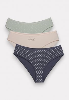Σλιπ Bikini βαμβακερά ψηλόμεσα Happy Day Berrak 12 Pack