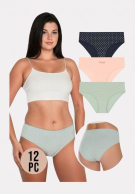 Σλιπ Bikini βαμβακερά ψηλόμεσα Happy Day Berrak 12 Pack