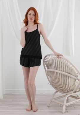 Πιτζαμα Γυναικεια Με Σορτσακι Σατεν Stripped