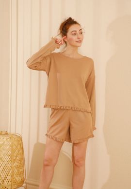 Φορμα Γυναικεια Με Σορτσακι Gold Beige Comfort