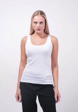 Φανελάκι Γυναικείο Τιράντα με Σατέν Ρέλι Eleana Λευκό