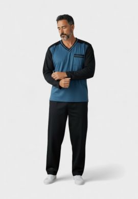 Ανδρική Πιτζάμα Fleece Collection με V Λαιμόκοψη