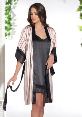 Σετ Ρομπα Νυχτικο Σατεν Pink Stripes
