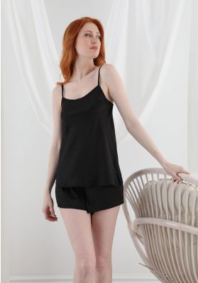 Πιτζαμα Γυναικεια Με Σορτσακι Σατεν Animal Print Rose 