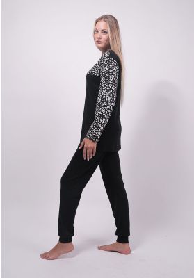Πιτζαμα Γυναικεια Cherry Underwear Leopard Black