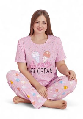 Πιτζάμα γυναικεία με μακρύ παντελόνι Plus Size PijaMood Ice Cream
