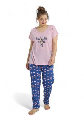 Πιτζάμα γυναικεία με μακρύ παντελόνι Plus Size PijaMood Nature
