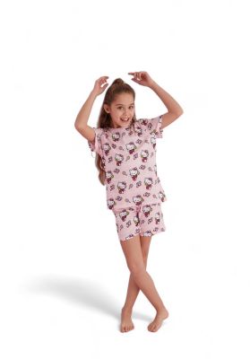Πιτζάμα παιδική με σορτσάκι Hello Kitty Pink