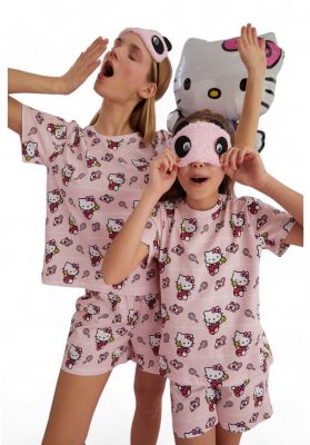 Πιτζάμα γυναικεία με σορτσάκι Hello Kitty Pink