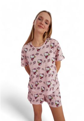 Πιτζάμα γυναικεία με σορτσάκι Hello Kitty Pink