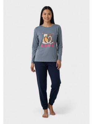 Γυναικεία Βαμβακερή Πιτζάμα Cherry Underwear Love Cats