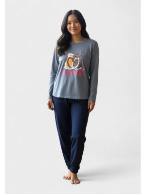 Γυναικεία Βαμβακερή Πιτζάμα Cherry Underwear Love Cats